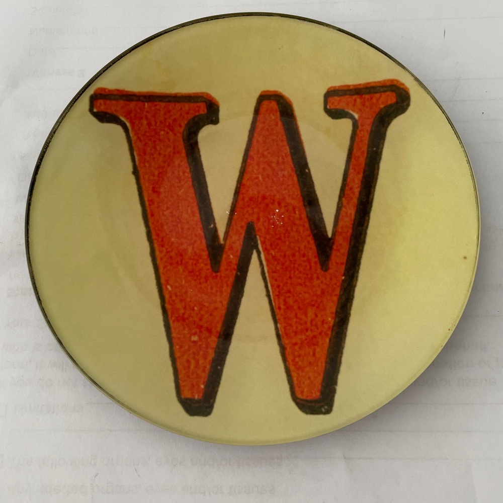 John Derian Gold and Red 5 1/4” Decorative Letter Plate - W